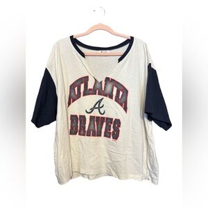 '47 MLB Atlanta Braves Drop Shoulder Cropped Shirt Womens Size XXL